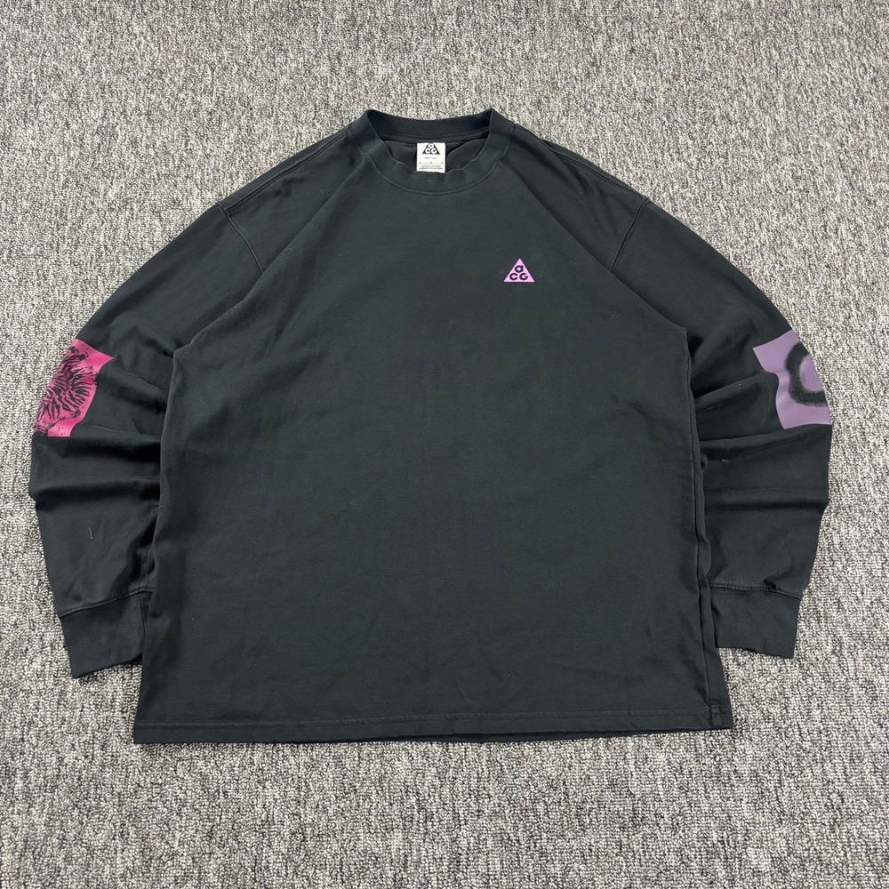 Nike ACG Dri-Fit All Conditions Gear Black Pink Planet Earth Long Sleeve Medium